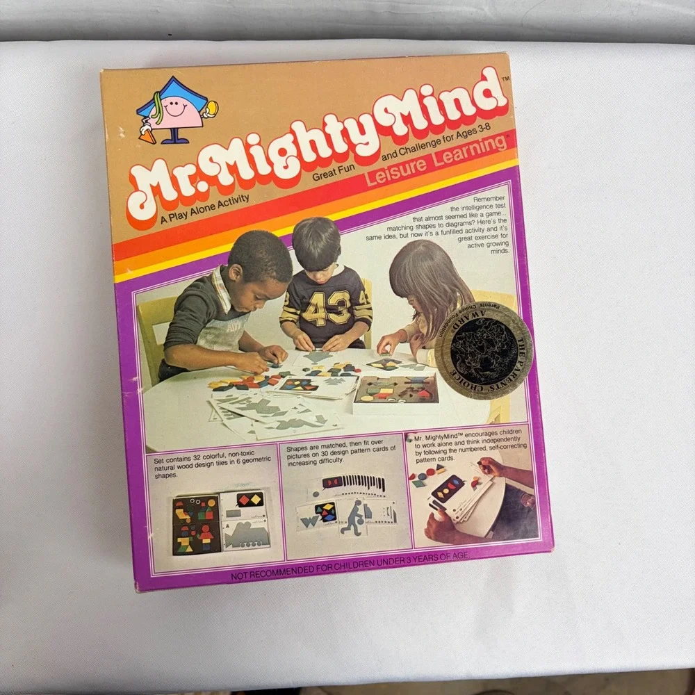 Vtg Mr MightyMind Tangram‎ Learning Educational Wood Tile Activity Game Ages 3-8